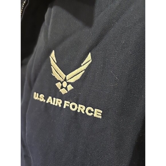 USAF Air Force Mens 42XL Lightweight Jacket Lined Navy Blue Military Embroidered - Picture 2 of 9
